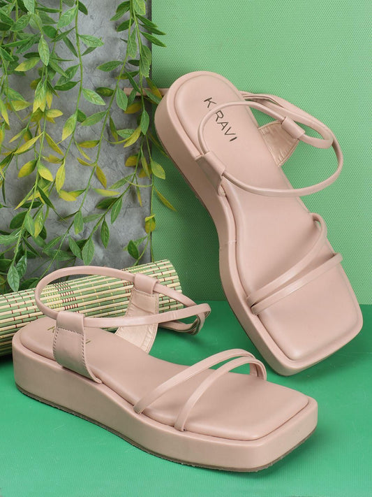 Kiravi Front Double Strap Beige Sandals